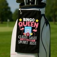 Funny Bingo Queen Bingo Flamingo Mothers Day Golf Towel thumb 2