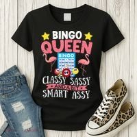 Funny Bingo Queen Bingo Flamingo Mothers Day Women's T-Shirt thumb 3