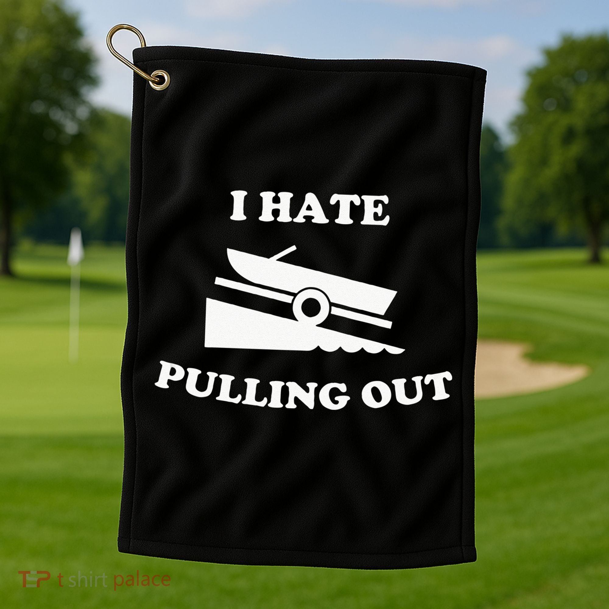 Funny Boating Quote I Hate Pulling Out For Boat Captain Golf Towel