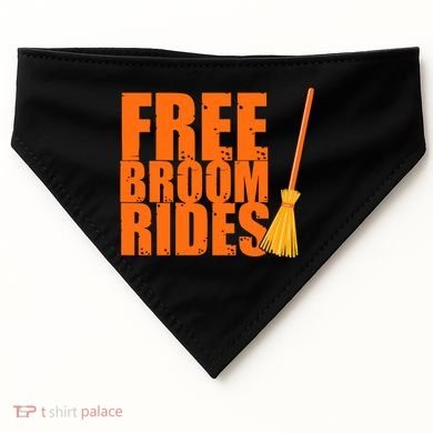 Free Broom Rides Funny Halloween USA-Made Doggie Bandana