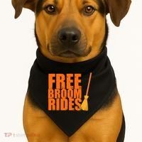 Free Broom Rides Funny Halloween USA-Made Doggie Bandana thumb 1