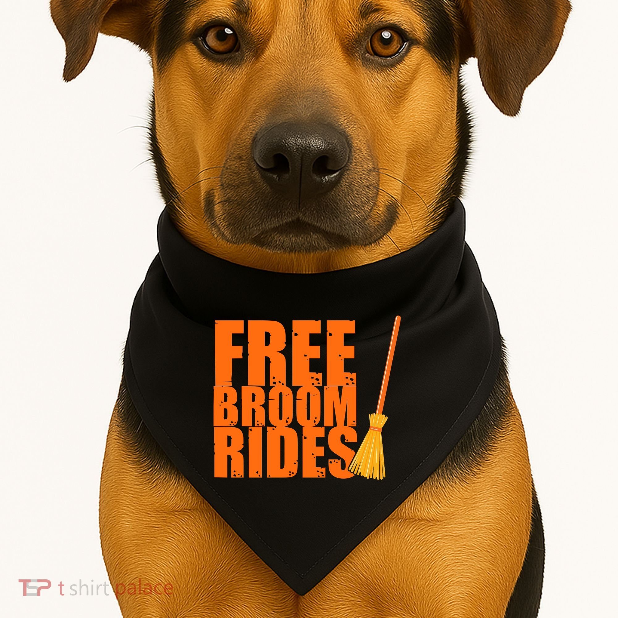 Free Broom Rides Funny Halloween USA-Made Doggie Bandana
