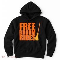 Free Broom Rides Funny Halloween Hoodie thumb 0