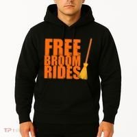 Free Broom Rides Funny Halloween Hoodie thumb 2