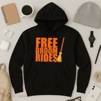 Free Broom Rides Funny Halloween Hoodie thumb 3
