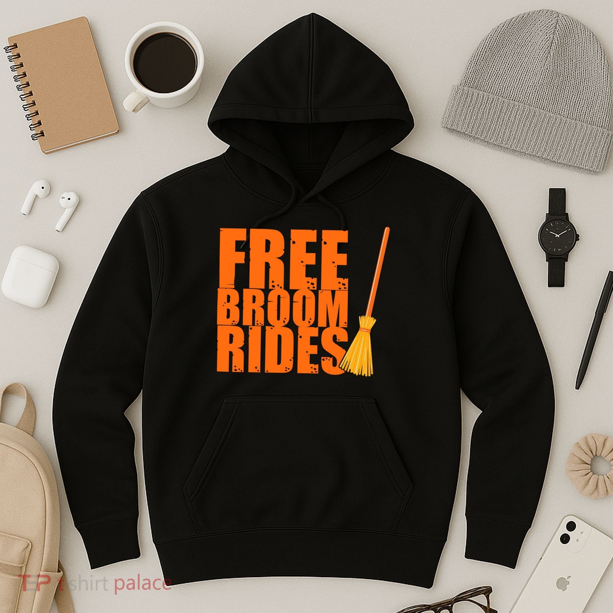 Free Broom Rides Funny Halloween Hoodie