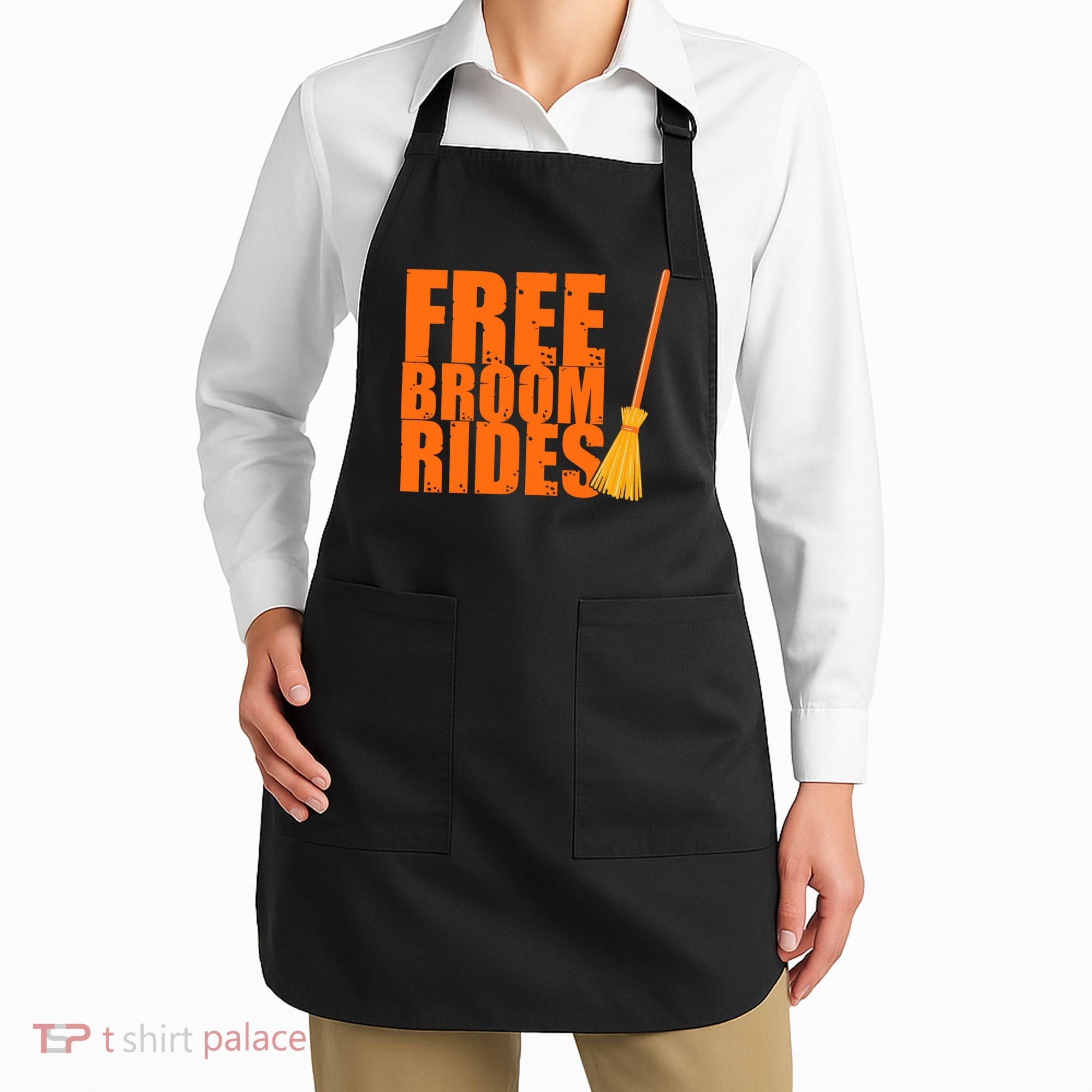 Free Broom Rides Funny Halloween Apron