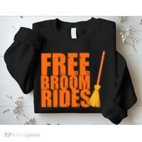 Free Broom Rides Funny Halloween Sweatshirt thumb 2