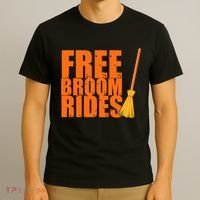 Free Broom Rides Funny Halloween T-Shirt thumb 3