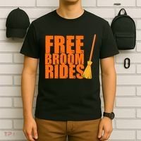 Free Broom Rides Funny Halloween T-Shirt thumb 6
