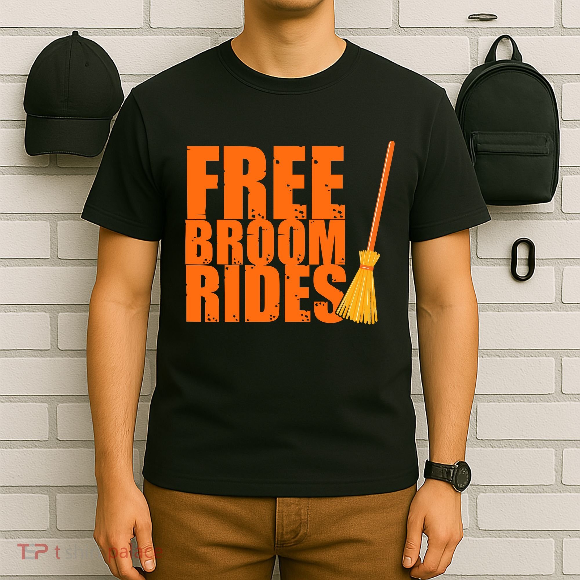 Free Broom Rides Funny Halloween T-Shirt