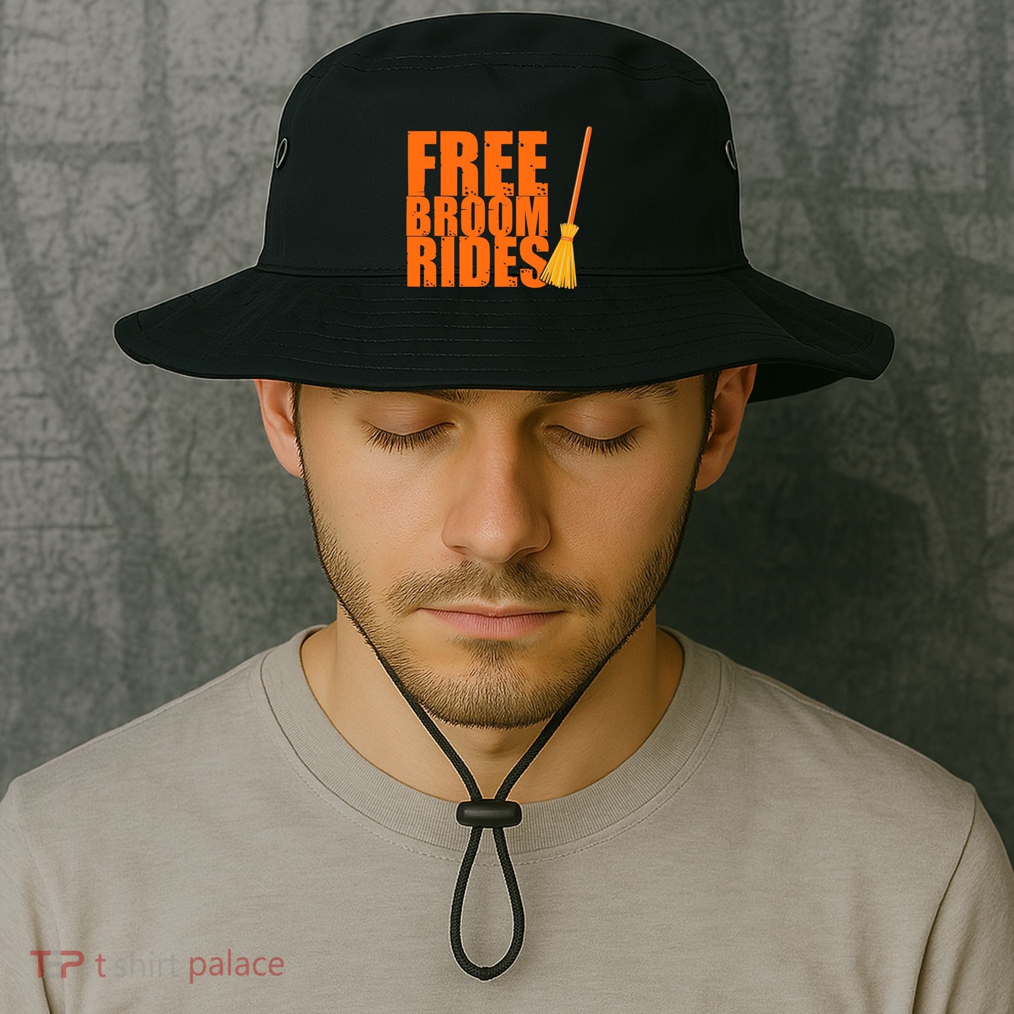 Free Broom Rides Funny Halloween Bucket Hat