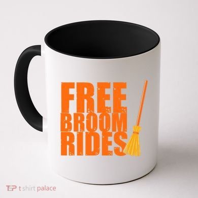 Free Broom Rides Funny Halloween Coffee Mug