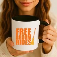Free Broom Rides Funny Halloween Coffee Mug thumb 3