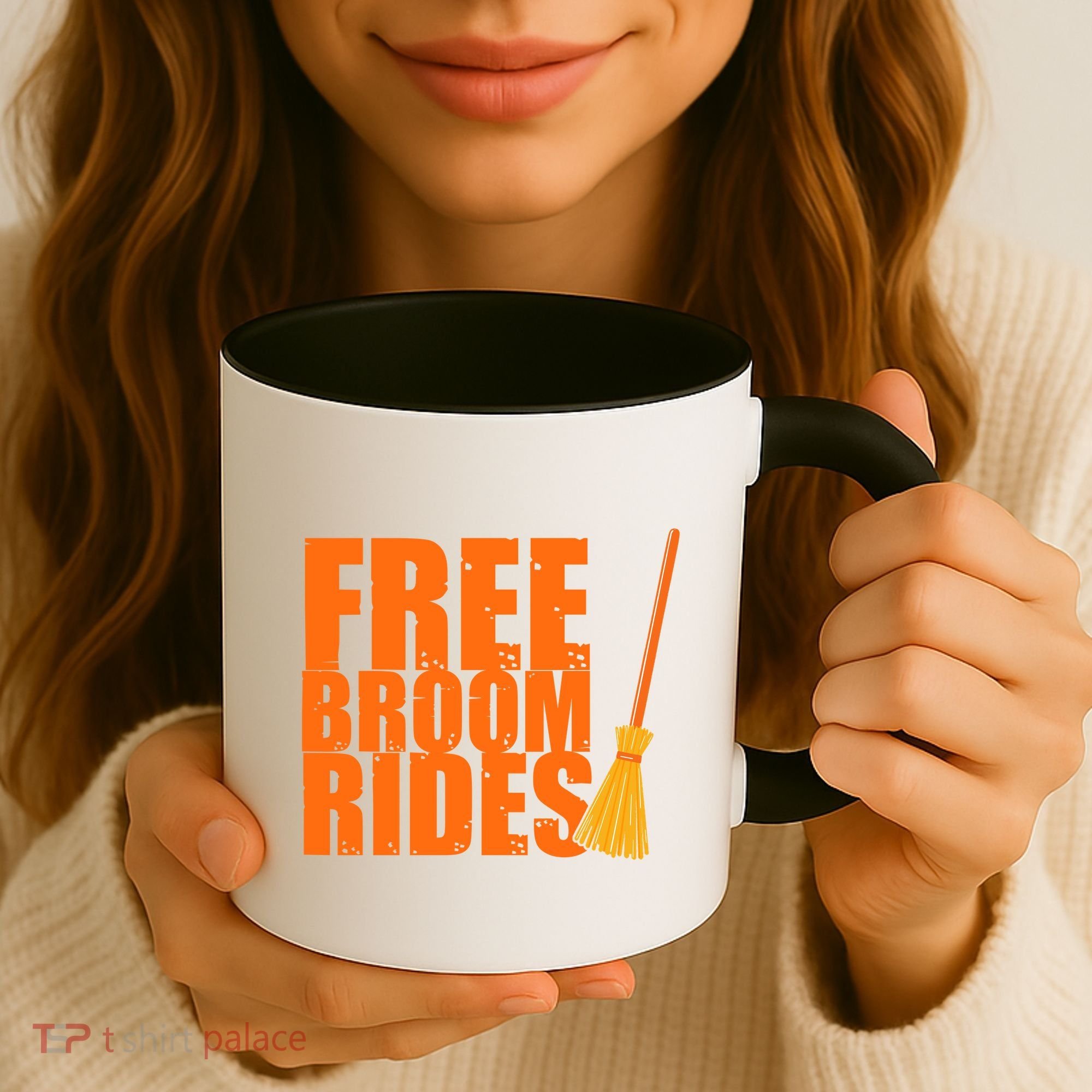 Free Broom Rides Funny Halloween Coffee Mug