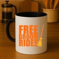Free Broom Rides Funny Halloween Coffee Mug thumb 4