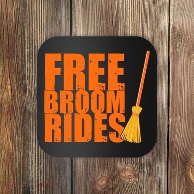 Free Broom Rides Funny Halloween Coaster