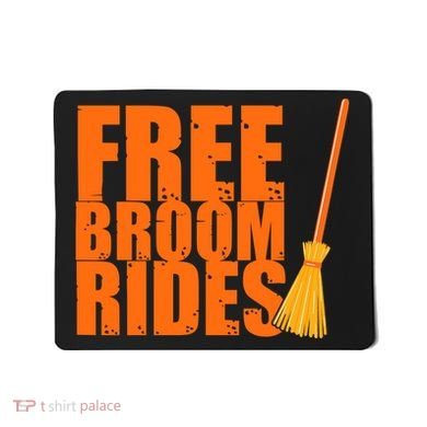 Free Broom Rides Funny Halloween Mousepad