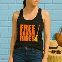 Free Broom Rides Funny Halloween Women's Tank Top thumb 2