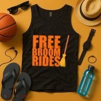 Free Broom Rides Funny Halloween Tank Top thumb 4