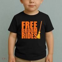Free Broom Rides Funny Halloween Toddler T-Shirt thumb 2