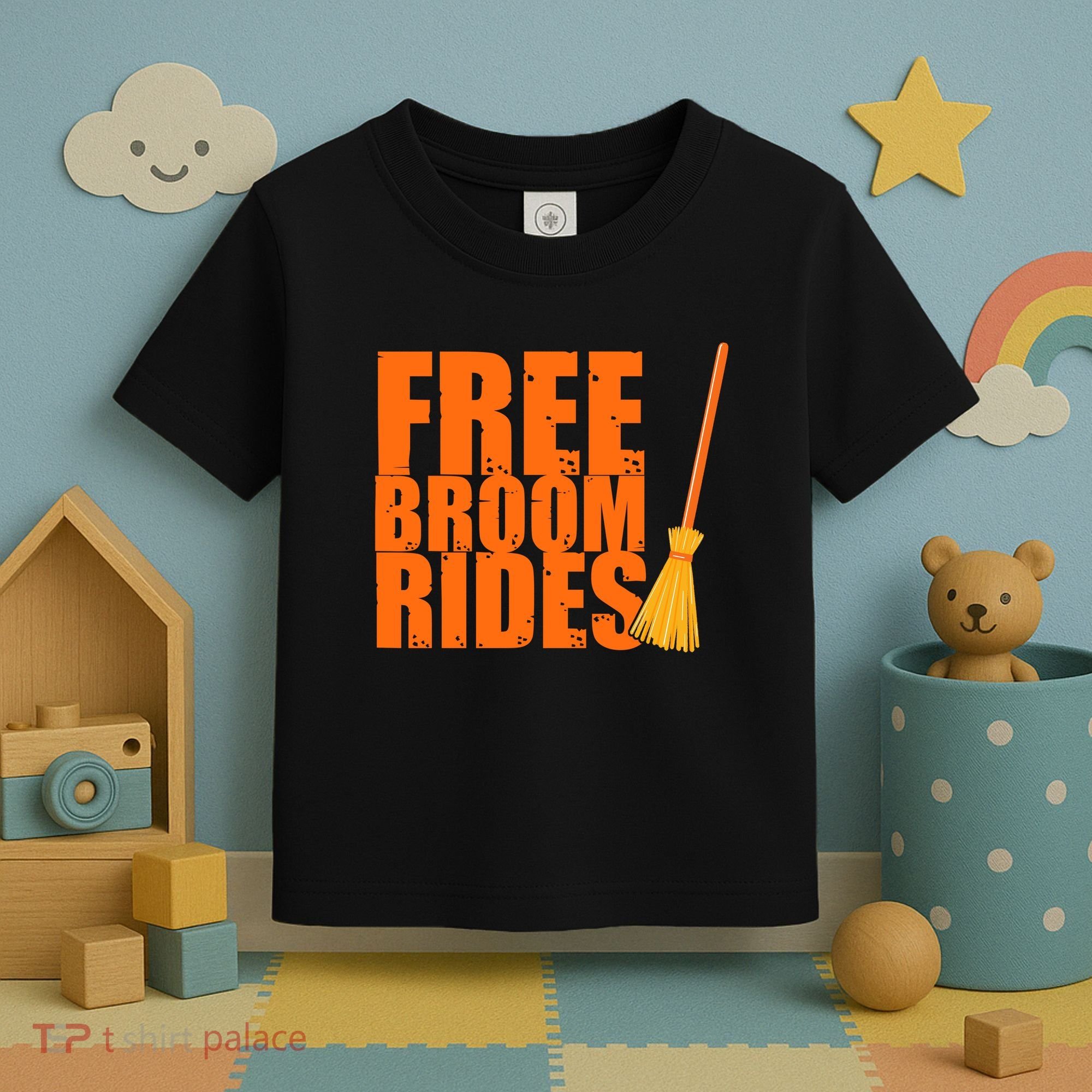 Free Broom Rides Funny Halloween Toddler T-Shirt