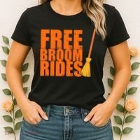 Free Broom Rides Funny Halloween Women's T-Shirt thumb 2