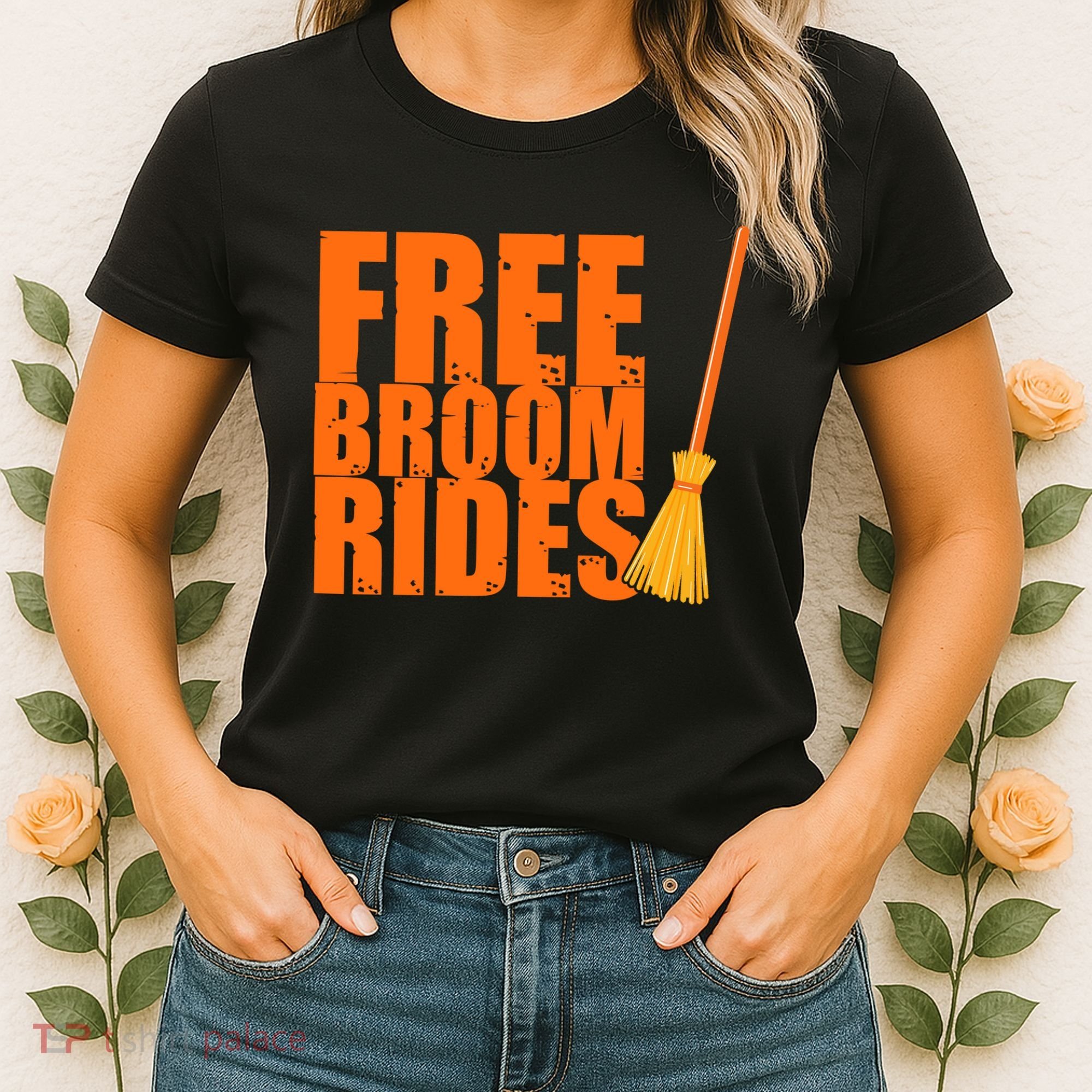 Free Broom Rides Funny Halloween Women's T-Shirt