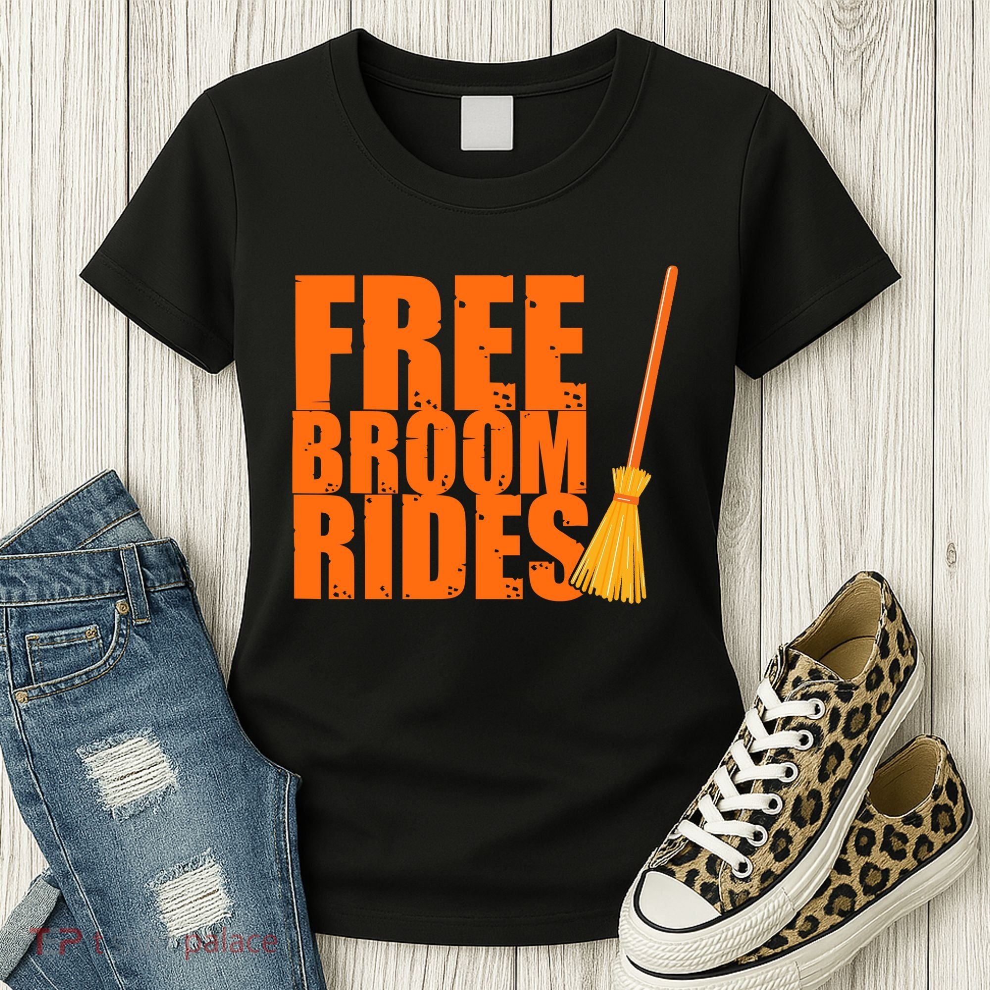 Free Broom Rides Funny Halloween Women's T-Shirt