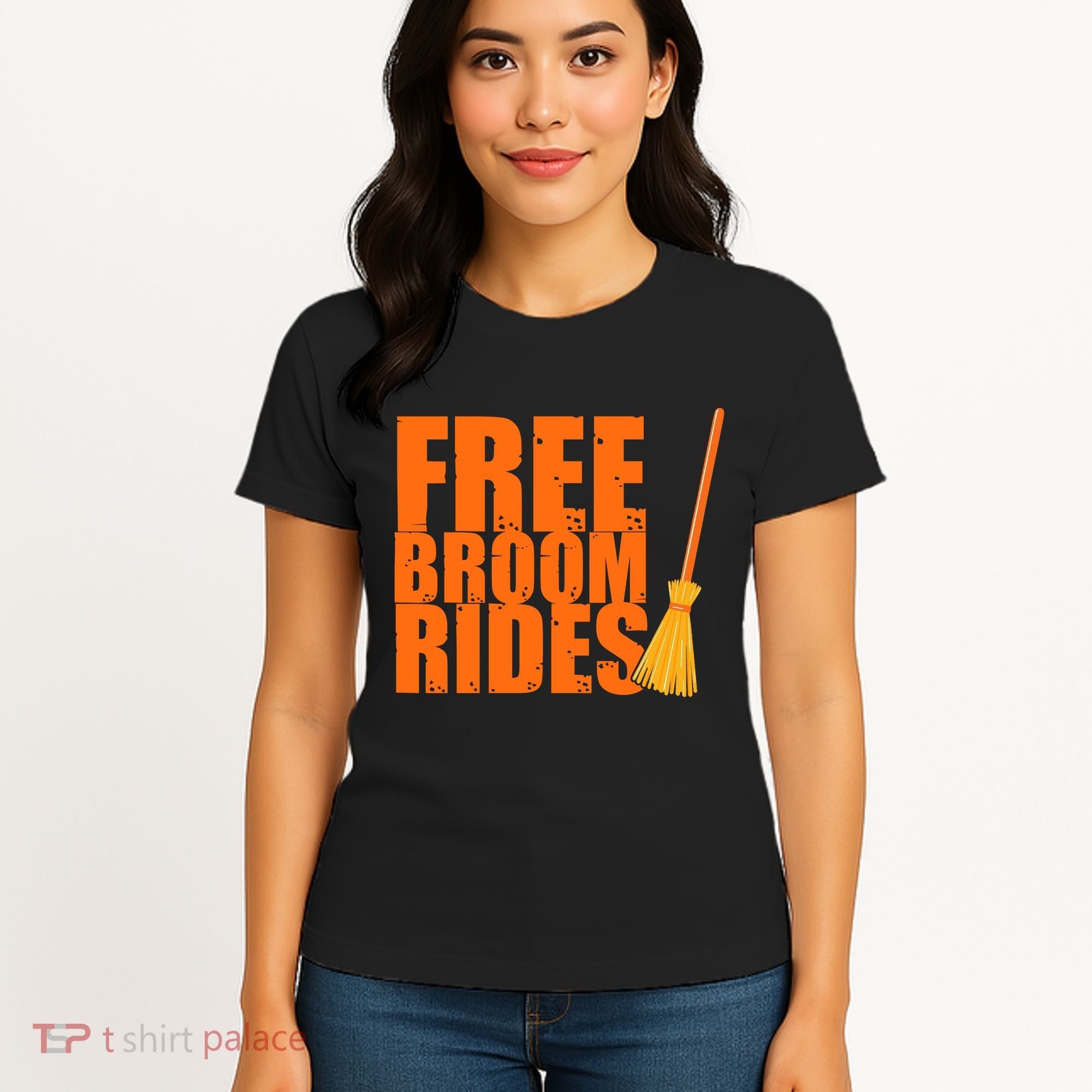 Free Broom Rides Funny Halloween Women's T-Shirt