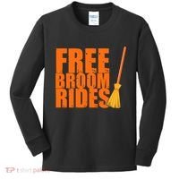 Free Broom Rides Funny Halloween Kids Long Sleeve Shirt thumb 0