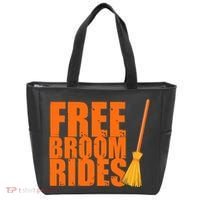Free Broom Rides Funny Halloween Tote Bag thumb 0