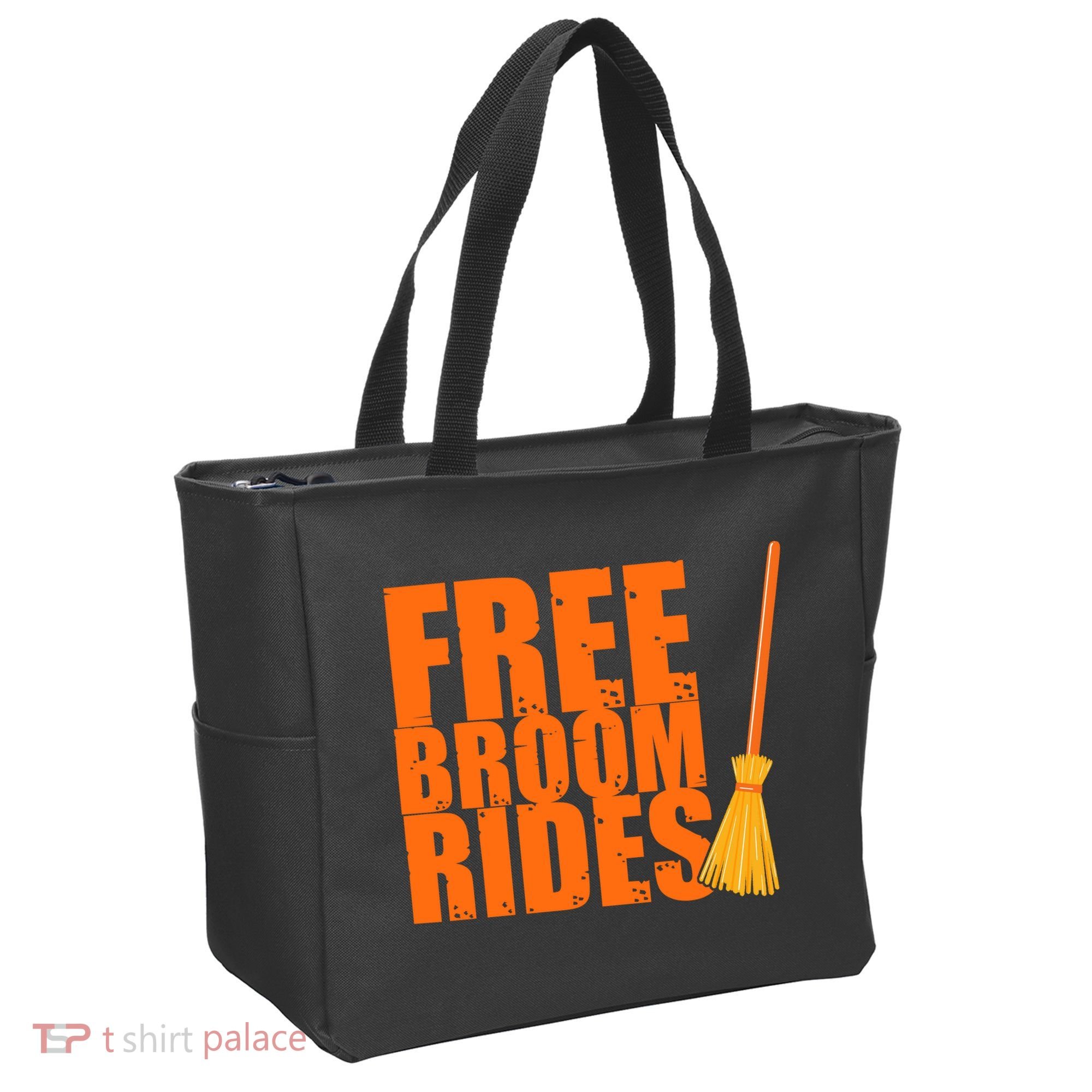 Free Broom Rides Funny Halloween Tote Bag