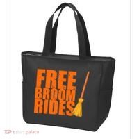 Free Broom Rides Funny Halloween Tote Bag thumb 3