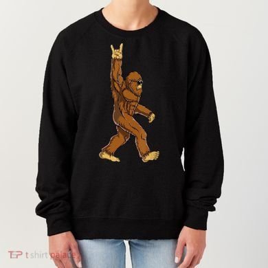 Funny Bigfoot Rock On Sasquatch Rock And Roll Gift Women's Sweatshirt