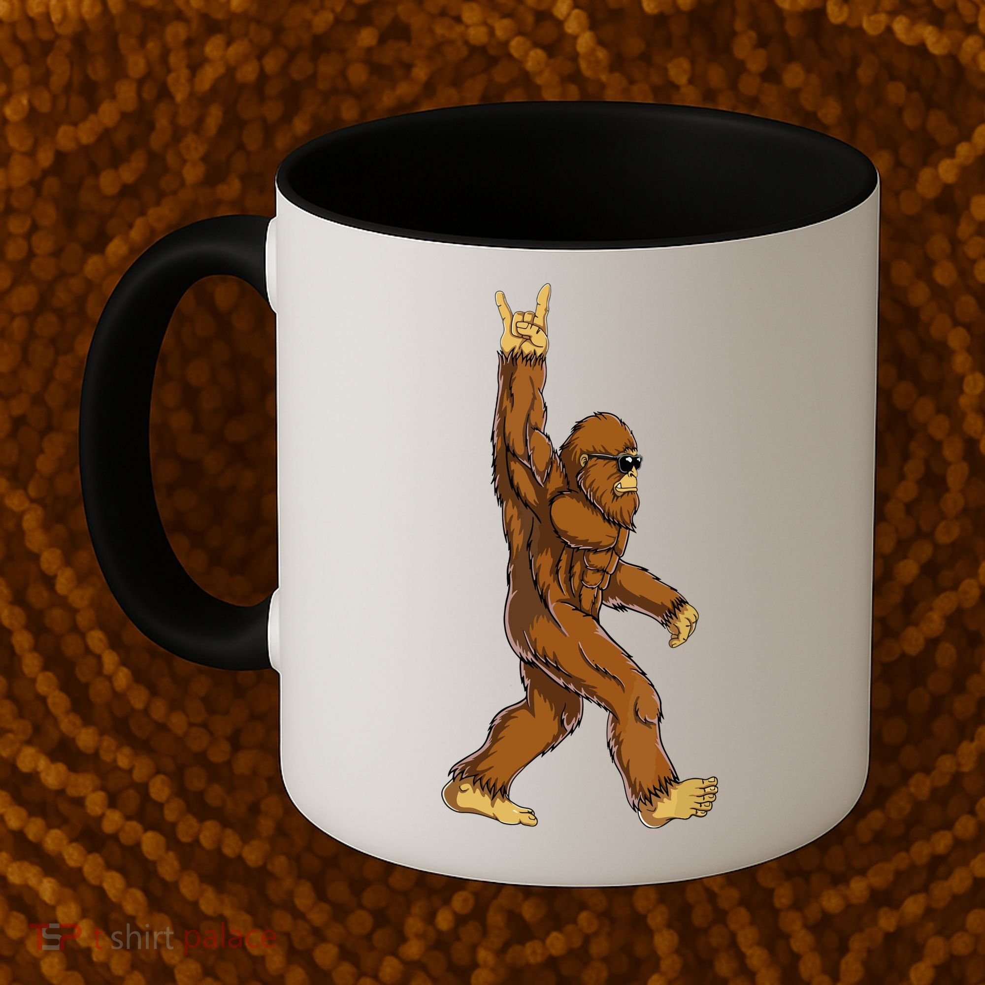 Funny Bigfoot Rock On Sasquatch Rock And Roll Gift Coffee Mug