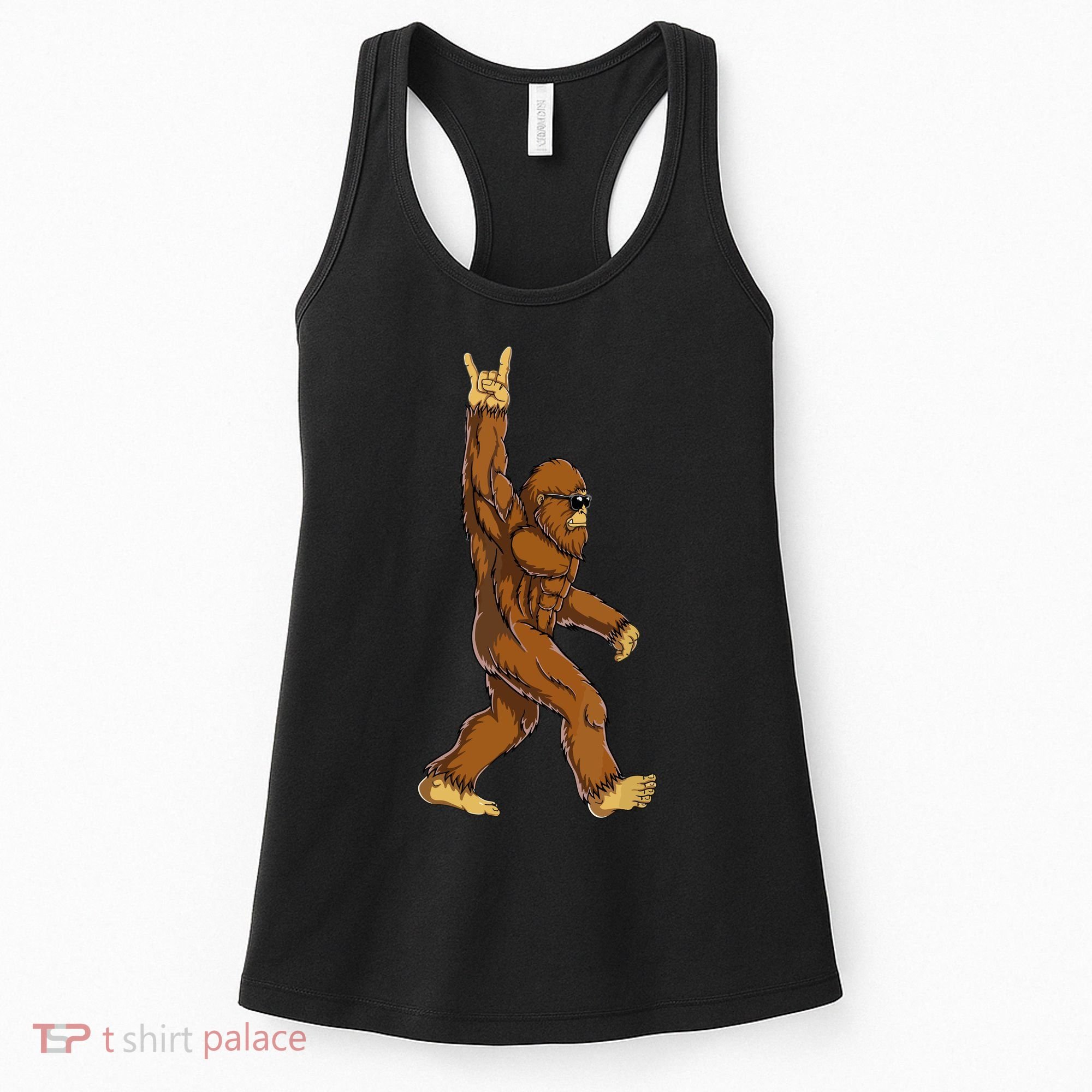 Funny Bigfoot Rock On Sasquatch Rock And Roll Gift Women's Tank Top