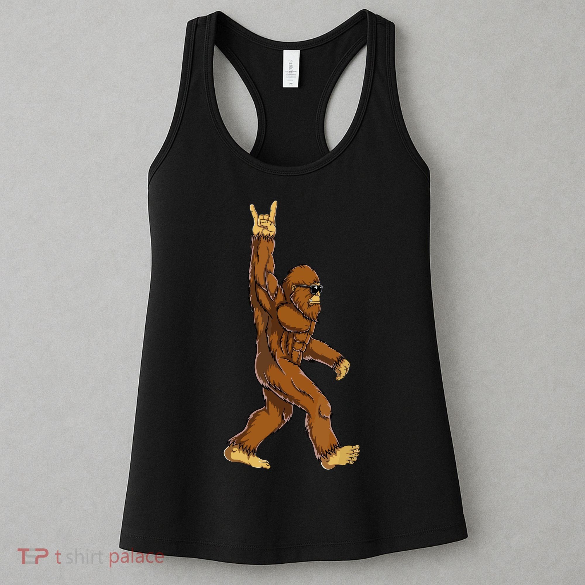 Funny Bigfoot Rock On Sasquatch Rock And Roll Gift Women's Tank Top