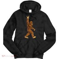 Funny Bigfoot Rock On Sasquatch Rock And Roll Gift Tie Dye Hoodie thumb 0