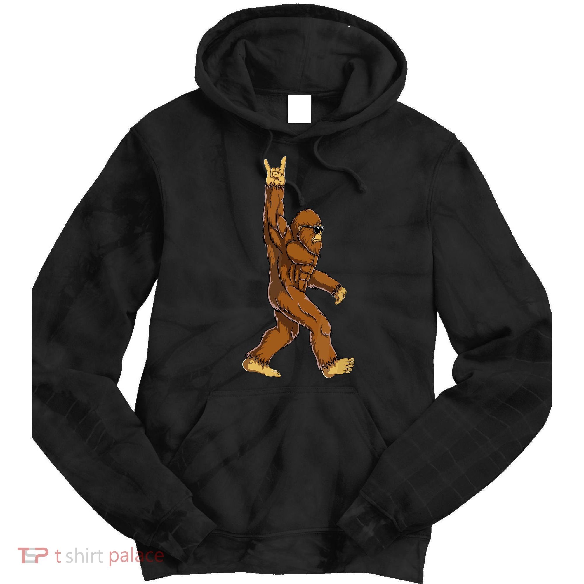 Funny Bigfoot Rock On Sasquatch Rock And Roll Gift Tie Dye Hoodie