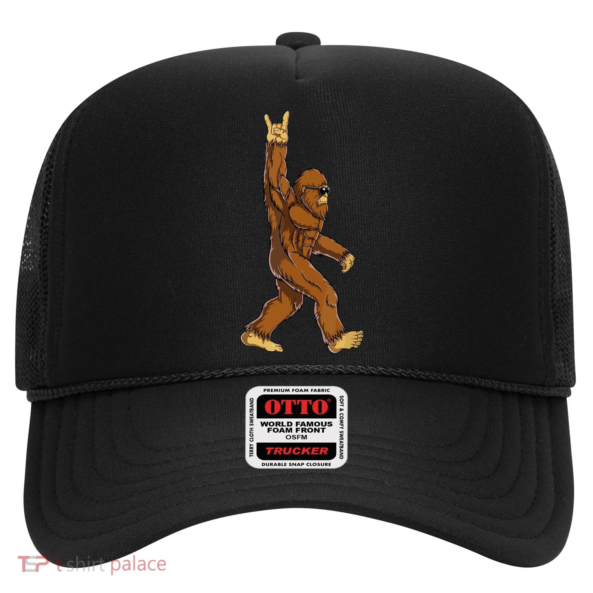 Funny Bigfoot Rock On Sasquatch Rock And Roll Gift Hat