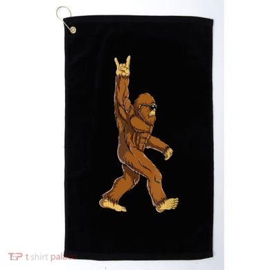 Funny Bigfoot Rock On Sasquatch Rock And Roll Gift Golf Towel