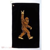 Funny Bigfoot Rock On Sasquatch Rock And Roll Gift Golf Towel thumb 0