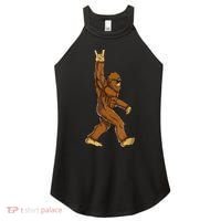 Funny Bigfoot Rock On Sasquatch Rock And Roll Gift Women's Perfect Tri Rocker Tank thumb 0