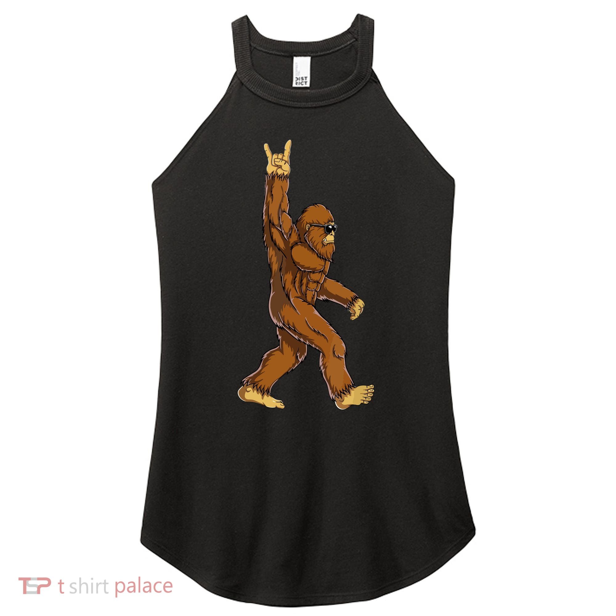 Funny Bigfoot Rock On Sasquatch Rock And Roll Gift Women's Perfect Tri Rocker Tank