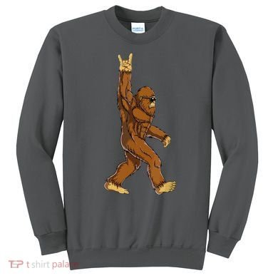 Funny Bigfoot Rock On Sasquatch Rock And Roll Gift Sweatshirt