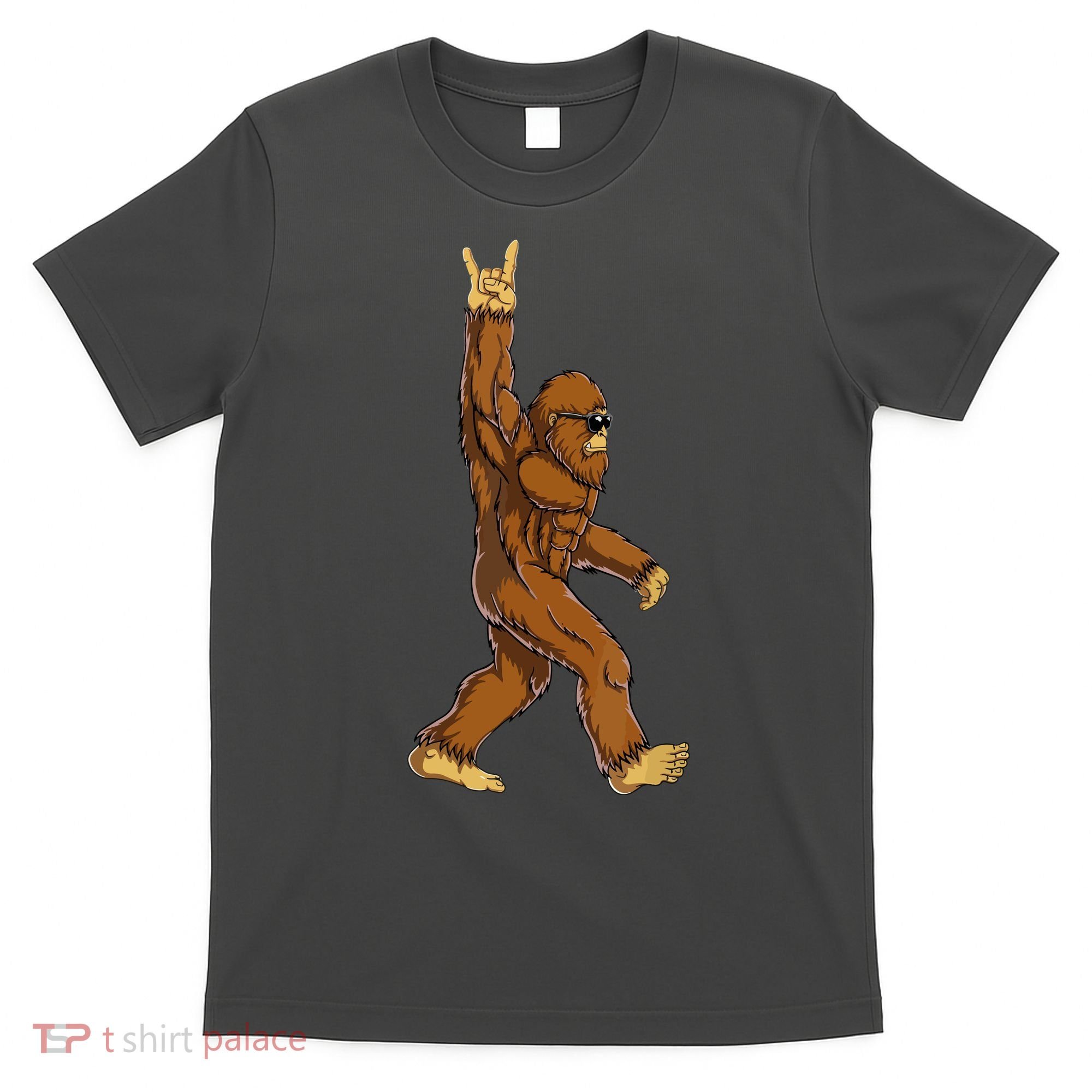 Funny Bigfoot Rock On Sasquatch Rock And Roll Gift T-Shirt