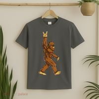 Funny Bigfoot Rock On Sasquatch Rock And Roll Gift T-Shirt thumb 2