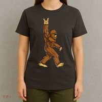 Funny Bigfoot Rock On Sasquatch Rock And Roll Gift T-Shirt thumb 4