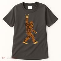 Funny Bigfoot Rock On Sasquatch Rock And Roll Gift Tall T-Shirt thumb 0